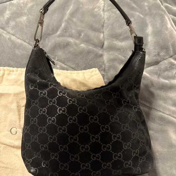 Gucci Black GG Monogram Shoulder Hobo Bag - Picture 2 of 13